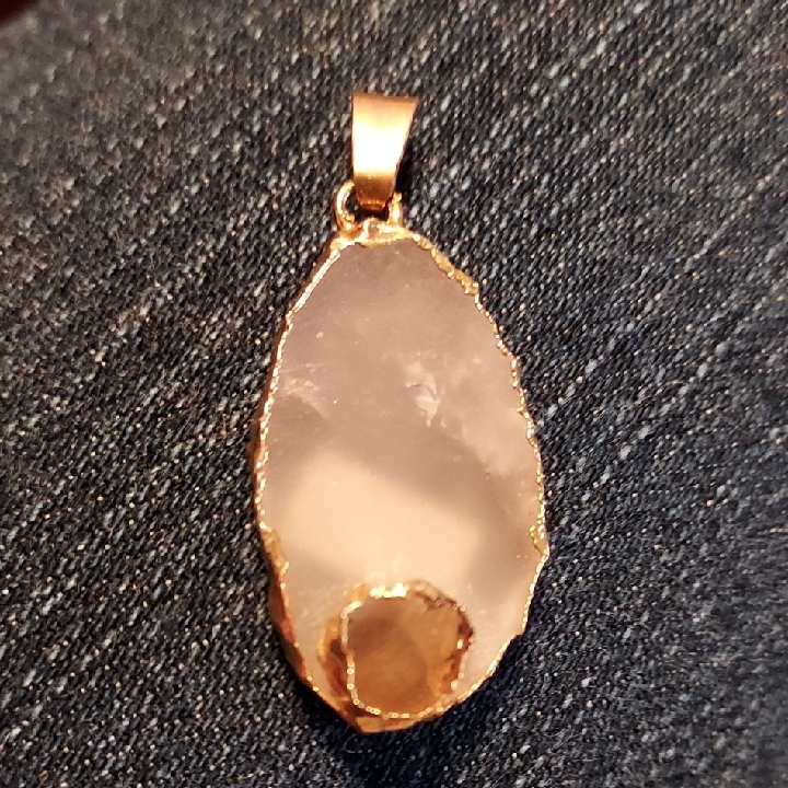 Gold Dipped Quartz And Smoky Topaz Pendant
